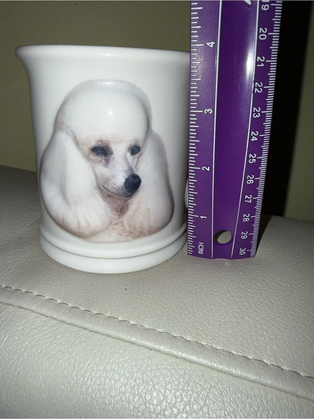 White Ceramic Dog Mug with Poodle Illustration - White